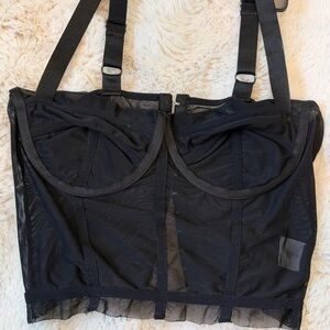 Danielle Guizio Black Mesh Crop Top